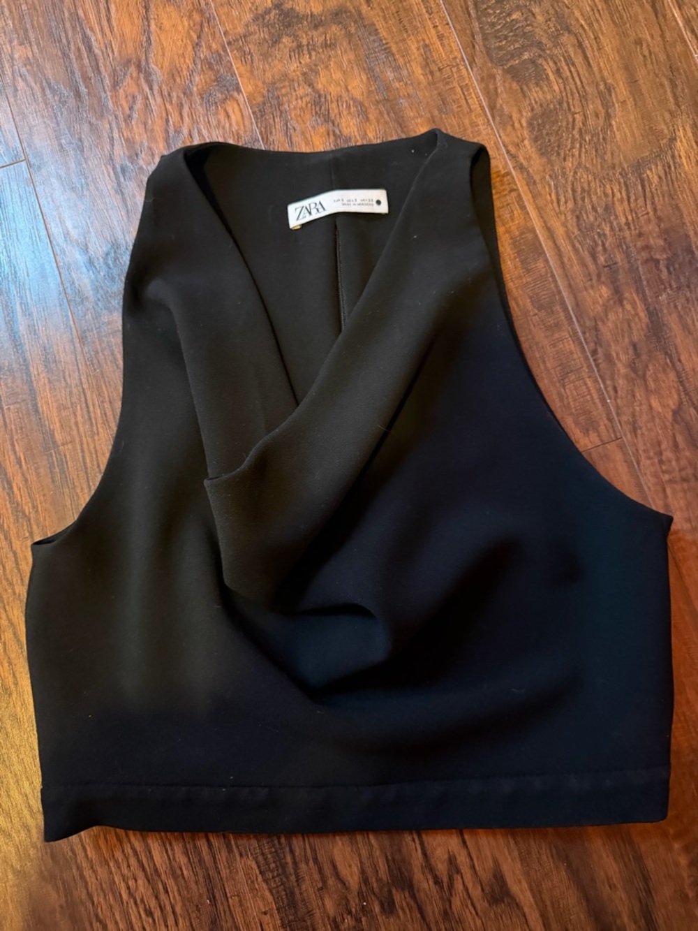 Zara Black Draped Sleeveless Crop Top